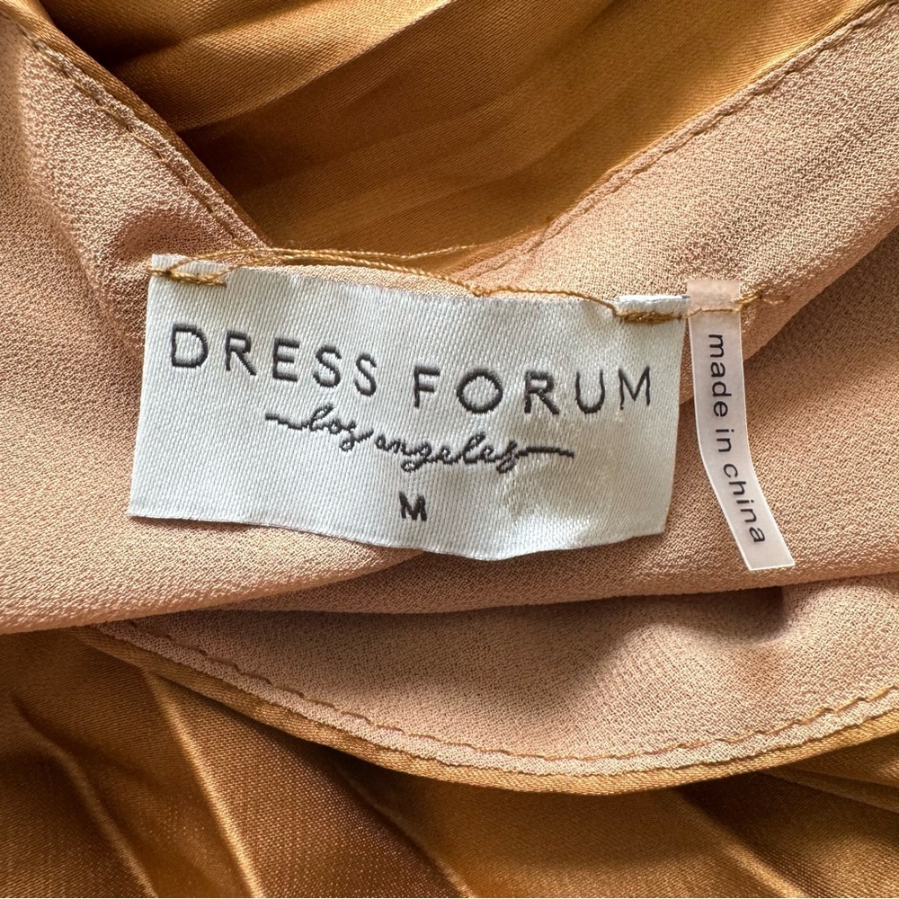 Dress Forum Copper One-Shoulder Asymmetric Pleated Midi Dress size Medium - Picture 7 of 8